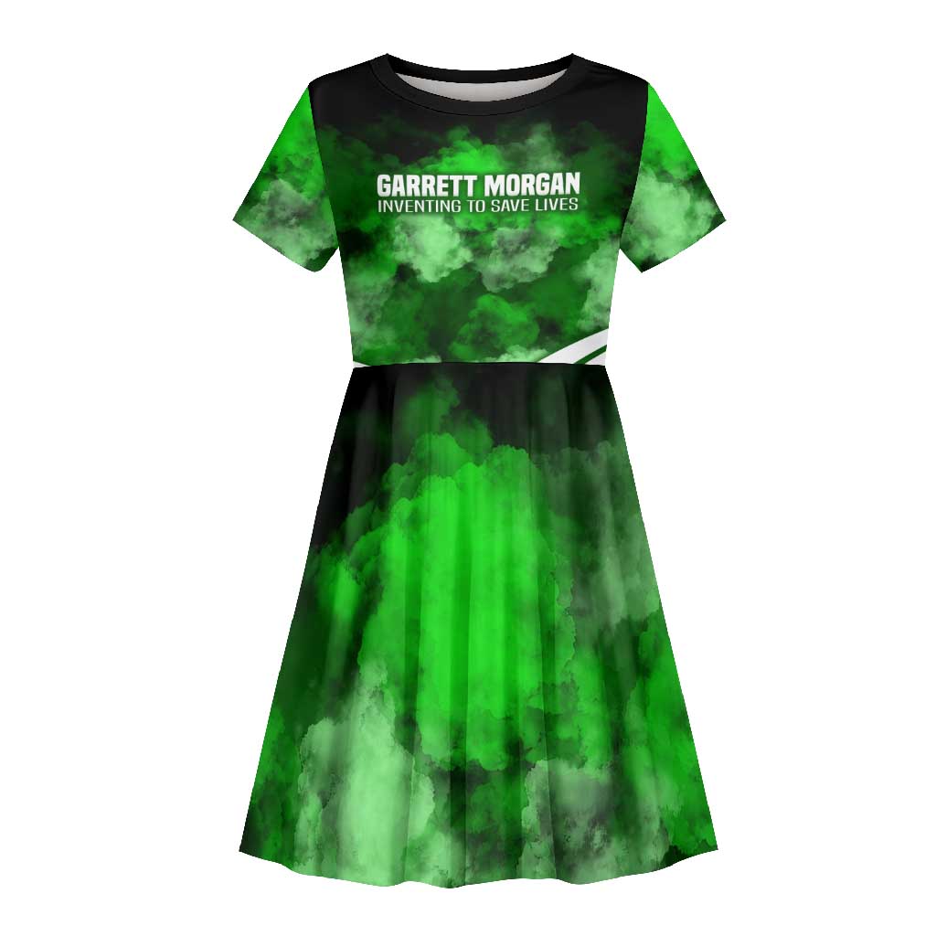 Garrett Morgan Kid Short Sleeve Dress with Gas Mask Invention Illustration, Inventing to Save Lives Quote - Wonder Print Shop