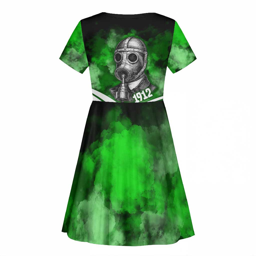Garrett Morgan Kid Short Sleeve Dress with Gas Mask Invention Illustration, Inventing to Save Lives Quote - Wonder Print Shop