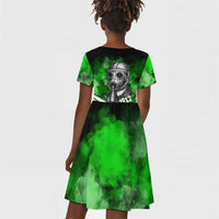 Garrett Morgan Kid Short Sleeve Dress with Gas Mask Invention Illustration, Inventing to Save Lives Quote - Wonder Print Shop
