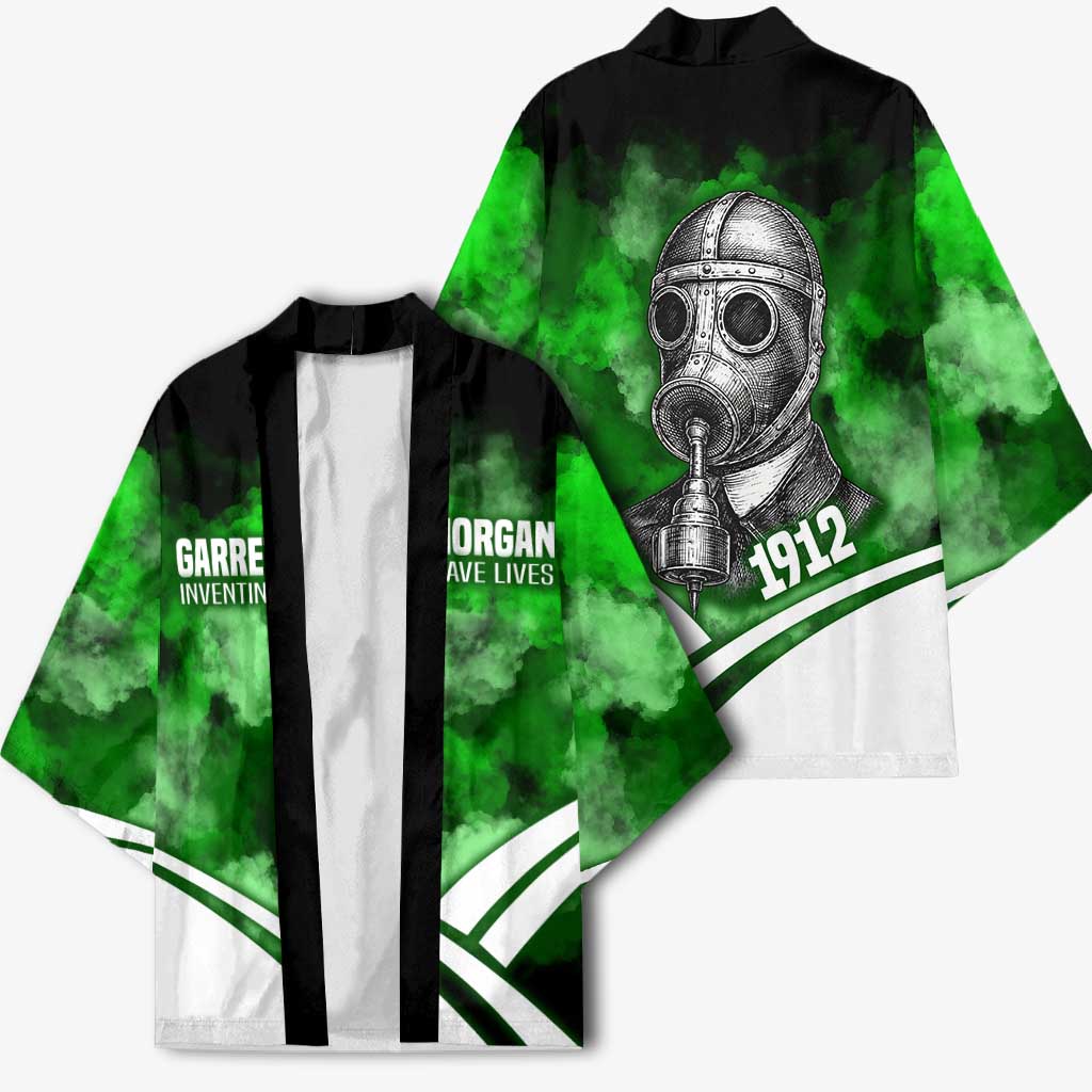 Garrett Morgan Kimono with Gas Mask Invention Illustration, Inventing to Save Lives Quote - Wonder Print Shop