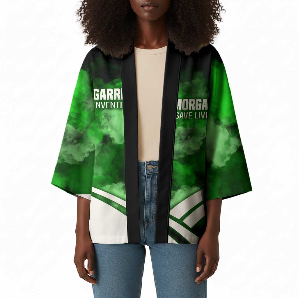 Garrett Morgan Kimono with Gas Mask Invention Illustration, Inventing to Save Lives Quote - Wonder Print Shop
