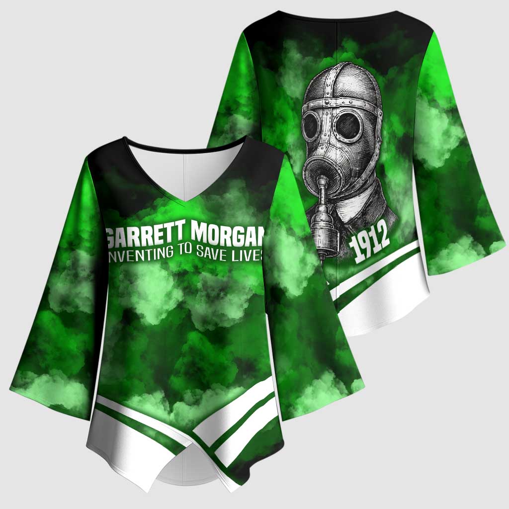 Garrett Morgan Kimono Sleeve Blouse with Gas Mask Invention Illustration, Inventing to Save Lives Quote - Wonder Print Shop