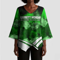 Garrett Morgan Kimono Sleeve Blouse with Gas Mask Invention Illustration, Inventing to Save Lives Quote - Wonder Print Shop