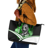 Garrett Morgan Leather Tote Bag with Gas Mask Invention Illustration, Inventing to Save Lives Quote - Wonder Print Shop