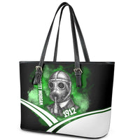 Garrett Morgan Leather Tote Bag with Gas Mask Invention Illustration, Inventing to Save Lives Quote - Wonder Print Shop