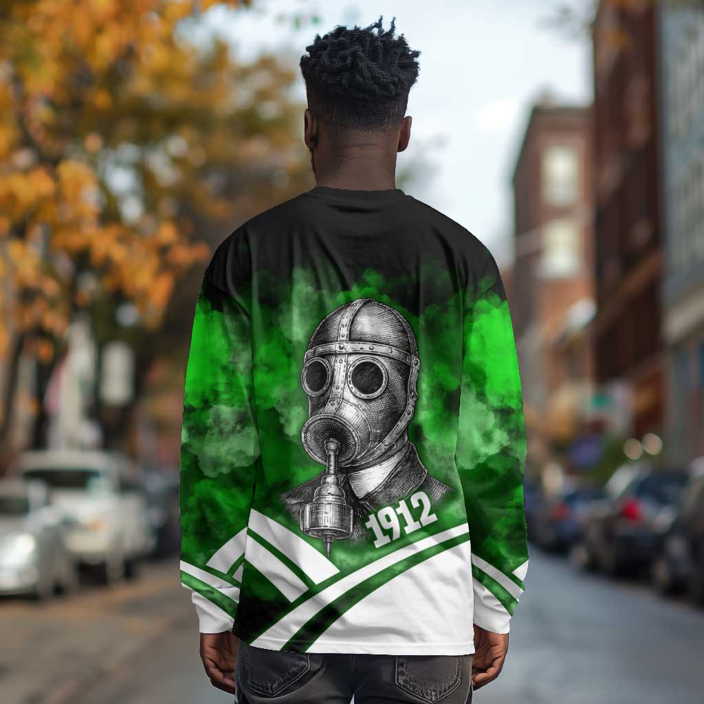 Garrett Morgan Long Sleeve Shirt with Gas Mask Invention Illustration, Inventing to Save Lives Quote - Wonder Print Shop