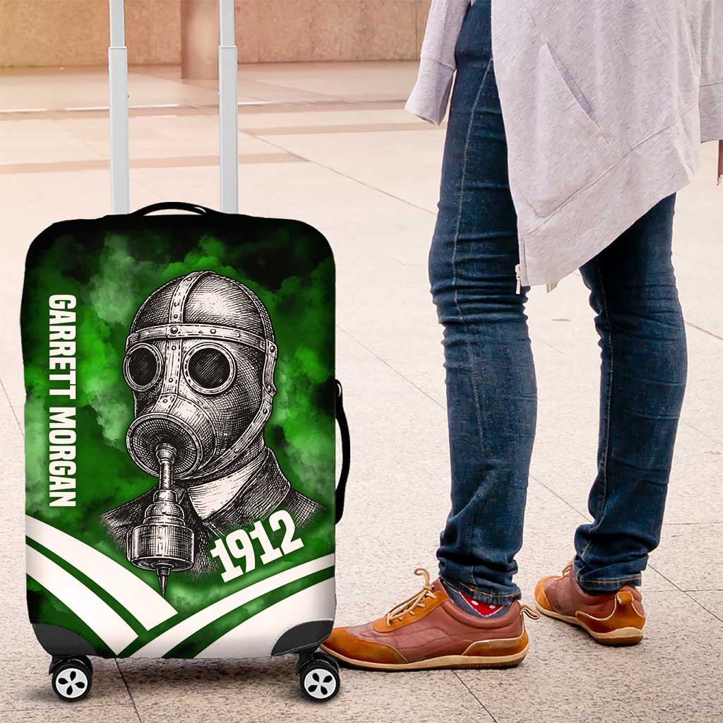Garrett Morgan Luggage Cover with Gas Mask Invention Illustration, Inventing to Save Lives Quote - Wonder Print Shop
