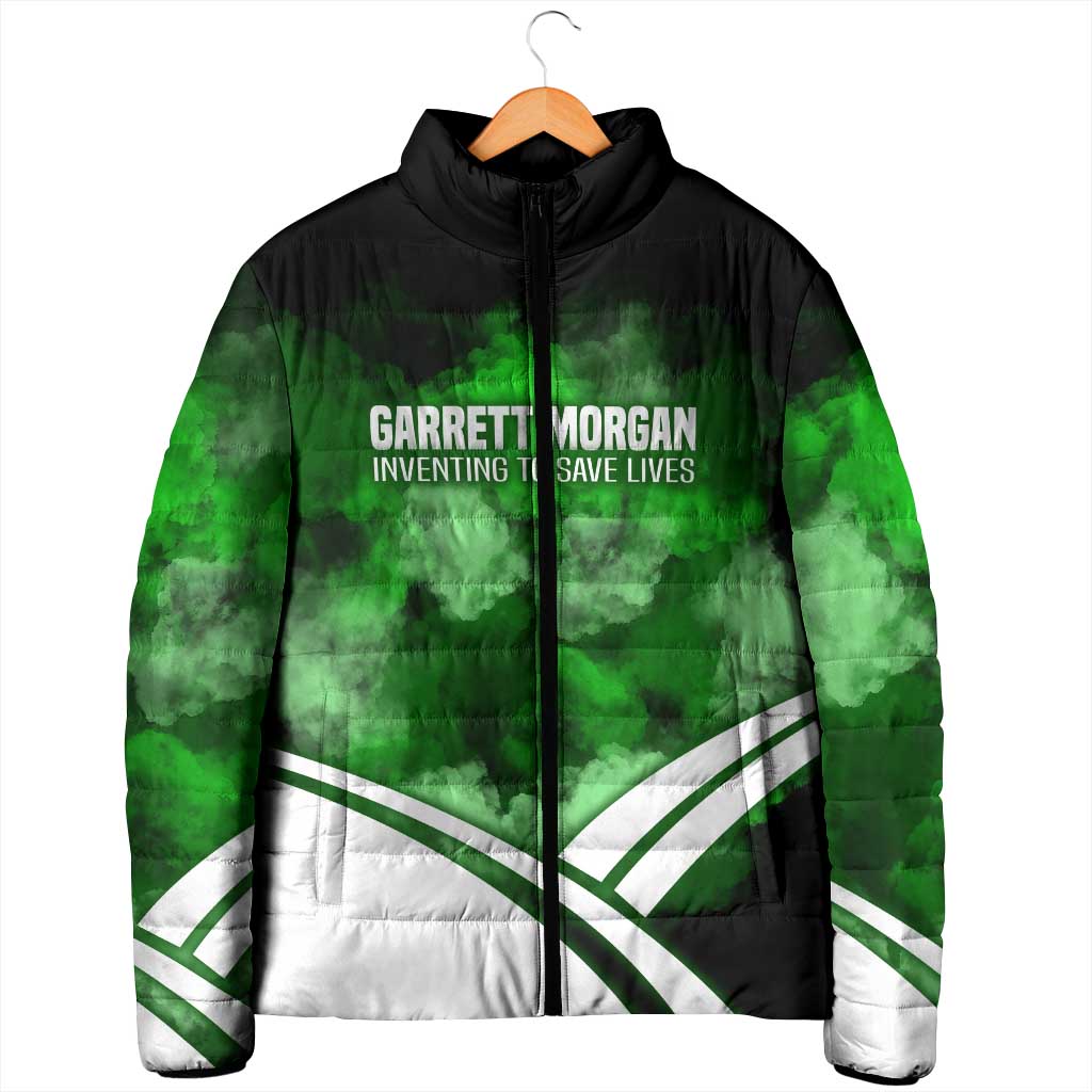 Garrett Morgan Padded Jacket with Gas Mask Invention Illustration, Inventing to Save Lives Quote - Wonder Print Shop