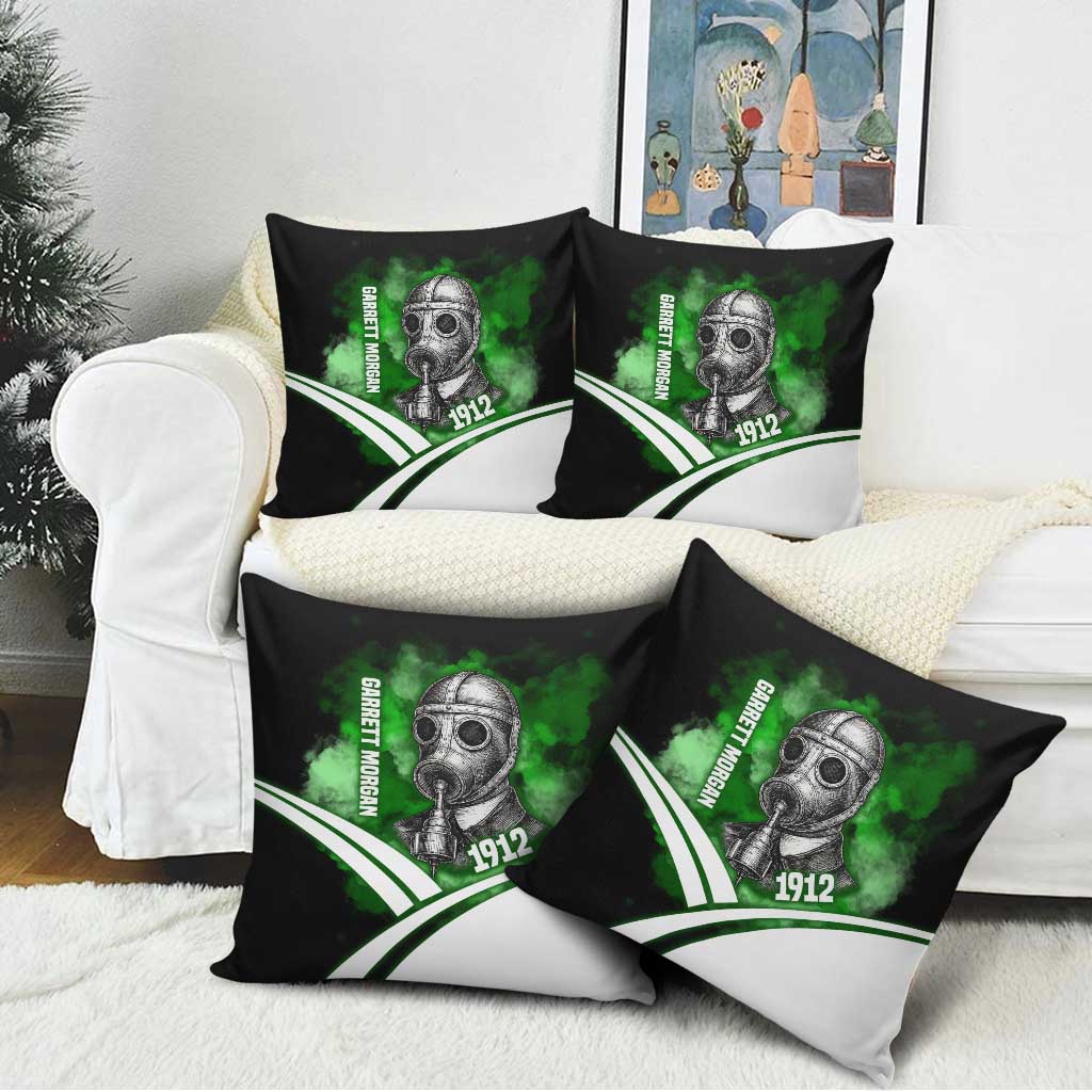 Garrett Morgan Pillow Cover with Gas Mask Invention Illustration, Inventing to Save Lives Quote - Wonder Print Shop