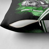 Garrett Morgan Pillow Cover with Gas Mask Invention Illustration, Inventing to Save Lives Quote - Wonder Print Shop