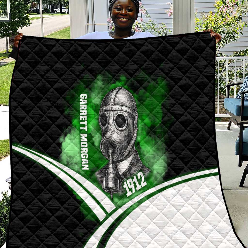Garrett Morgan Quilt with Gas Mask Invention Illustration, Inventing to Save Lives Quote - Wonder Print Shop