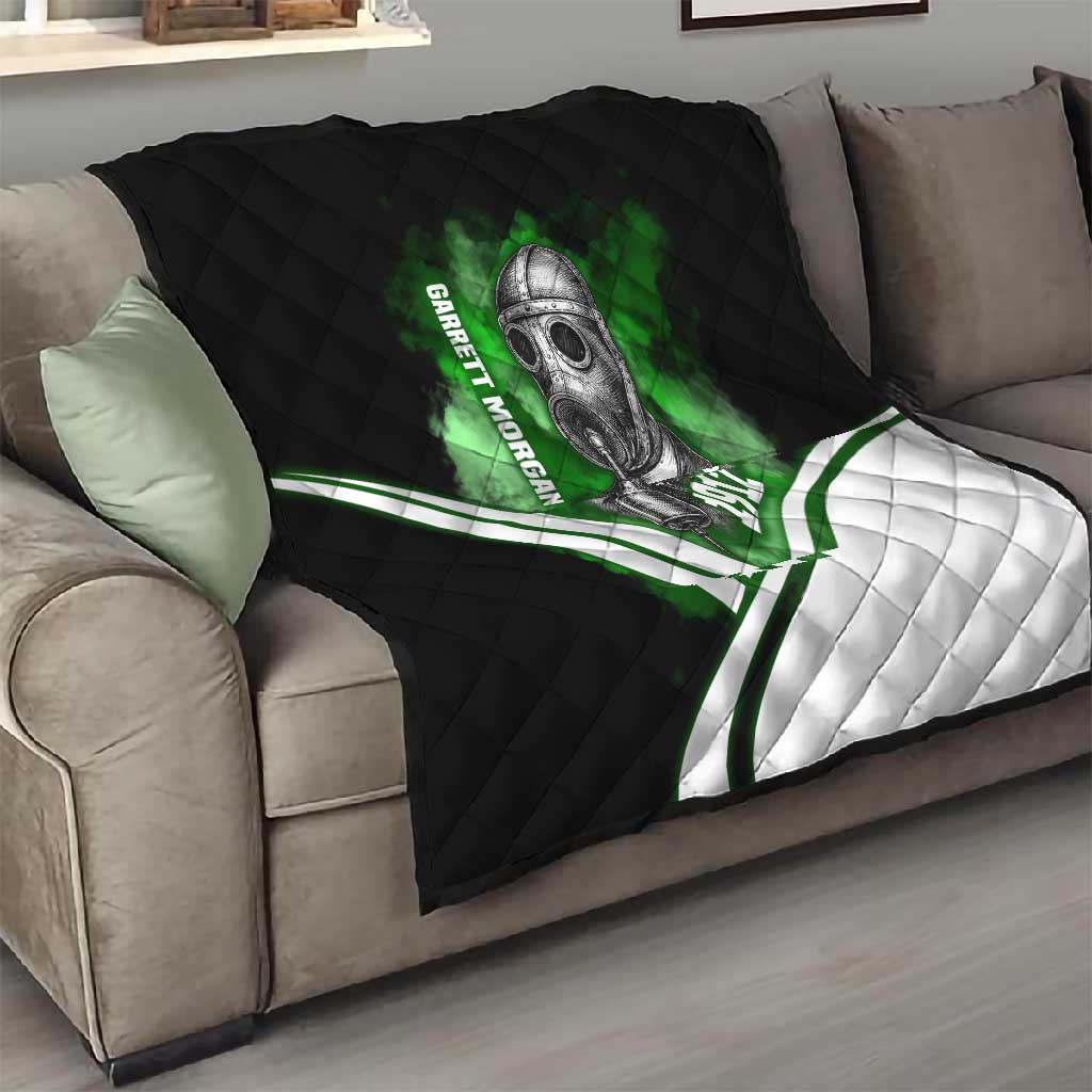 Garrett Morgan Quilt with Gas Mask Invention Illustration, Inventing to Save Lives Quote - Wonder Print Shop
