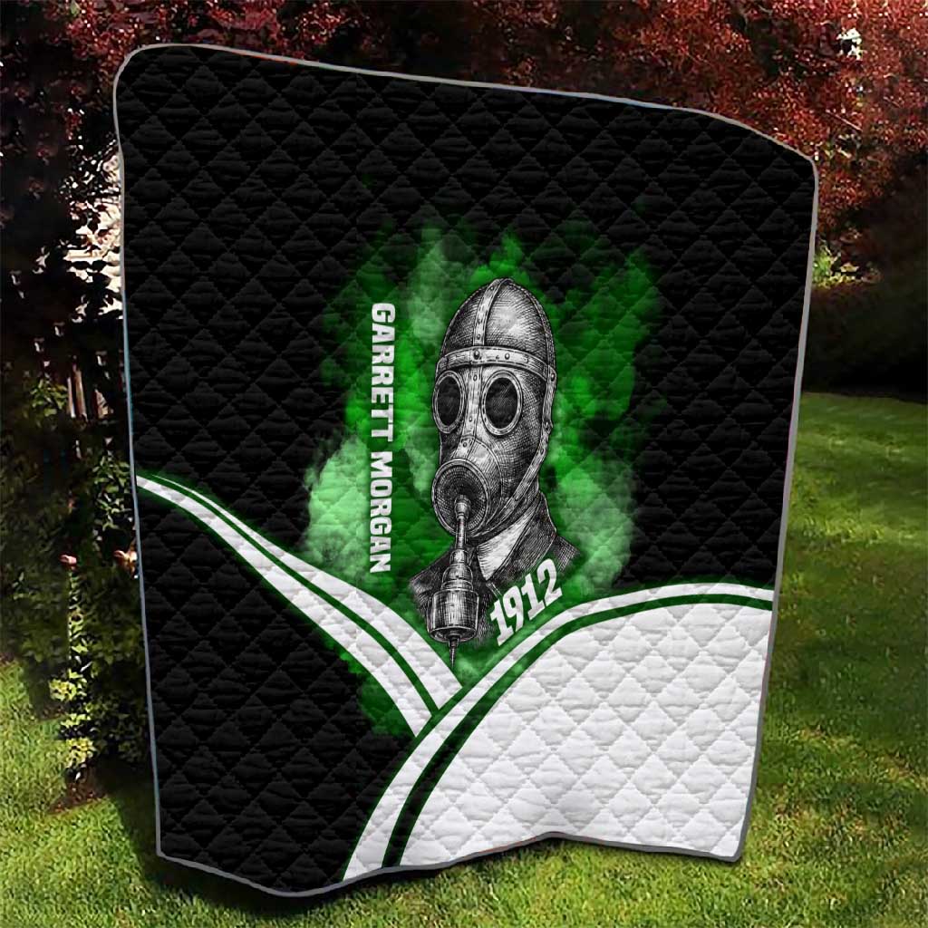 Garrett Morgan Quilt with Gas Mask Invention Illustration, Inventing to Save Lives Quote - Wonder Print Shop