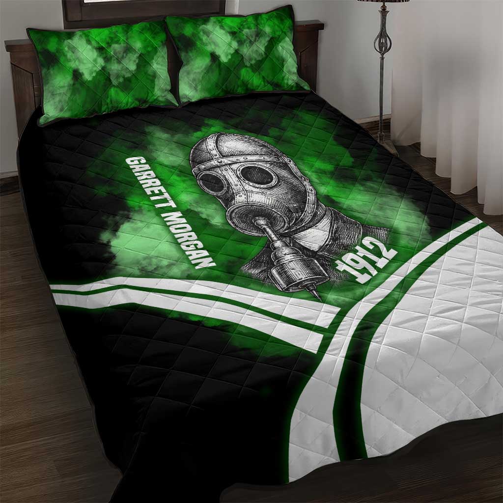 Garrett Morgan Quilt Bed Set with Gas Mask Invention Illustration, Inventing to Save Lives Quote - Wonder Print Shop