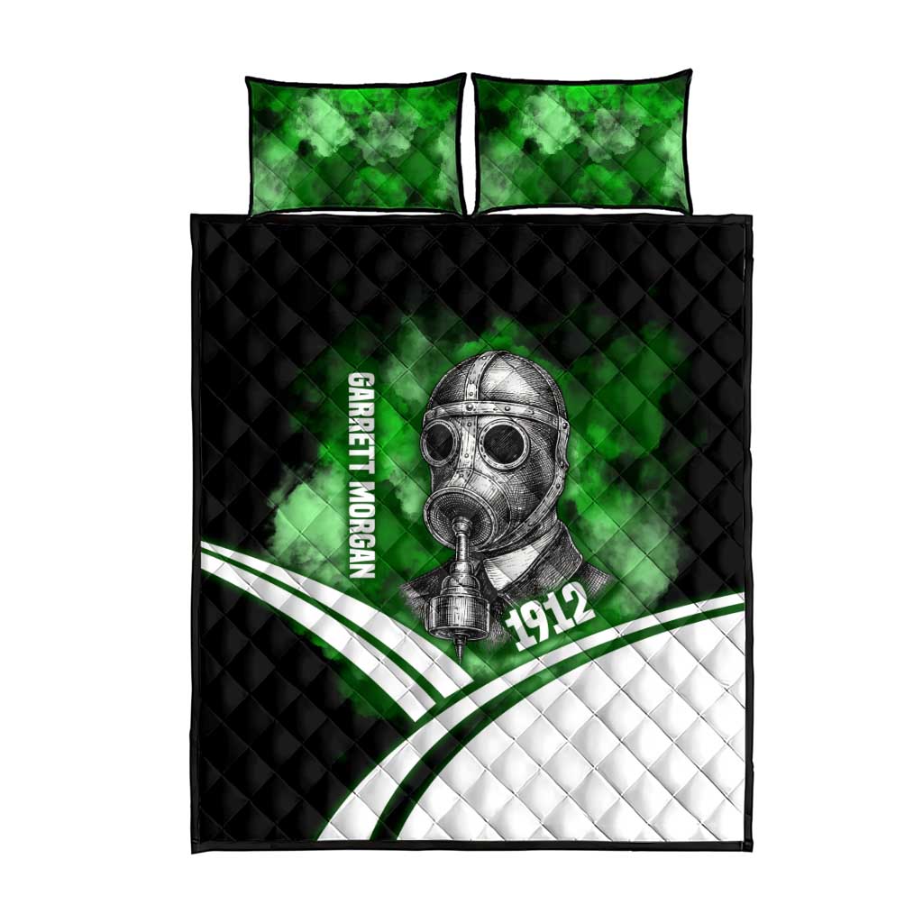 Garrett Morgan Quilt Bed Set with Gas Mask Invention Illustration, Inventing to Save Lives Quote - Wonder Print Shop