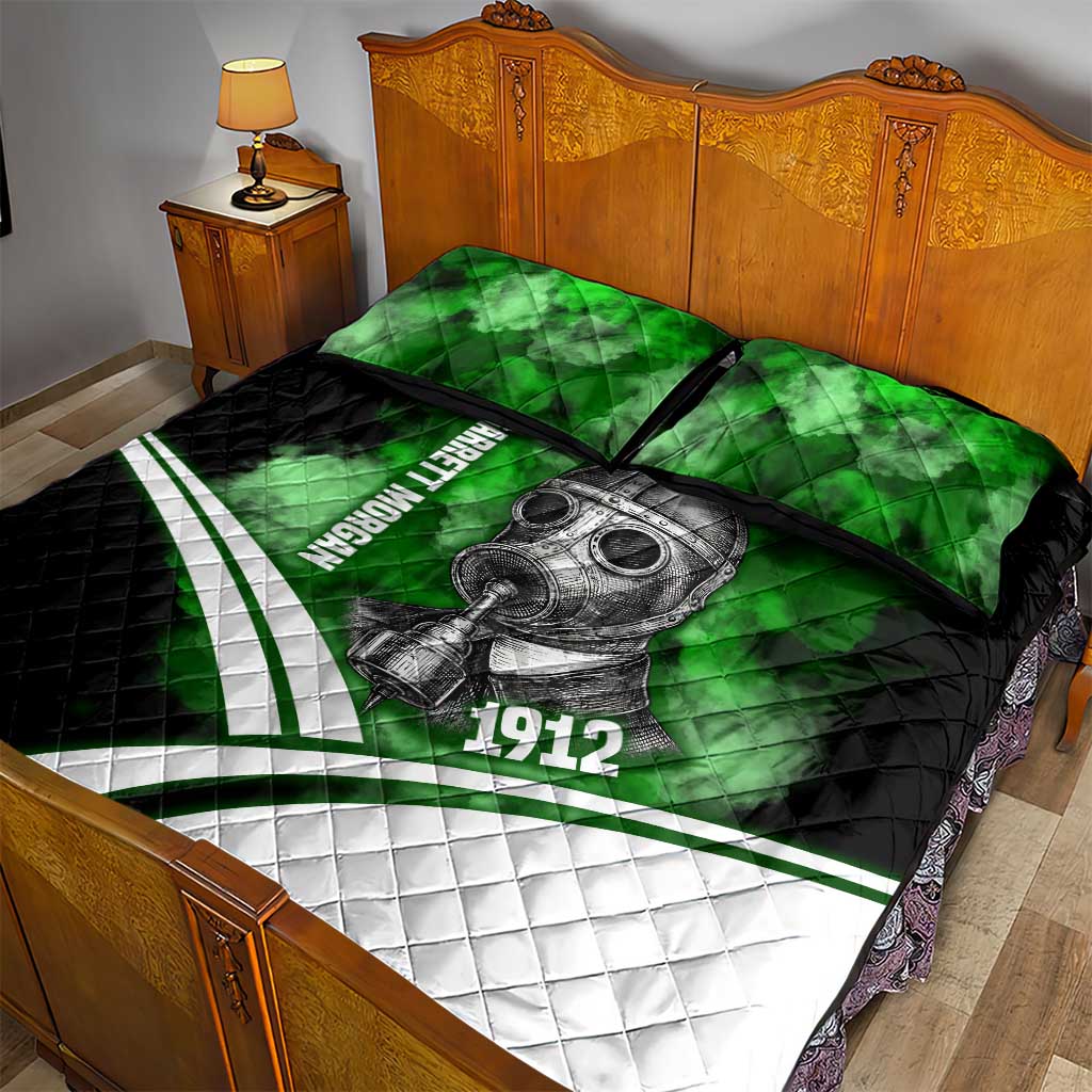 Garrett Morgan Quilt Bed Set with Gas Mask Invention Illustration, Inventing to Save Lives Quote - Wonder Print Shop