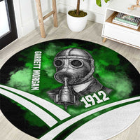 Garrett Morgan Round Carpet with Gas Mask Invention Illustration, Inventing to Save Lives Quote - Wonder Print Shop