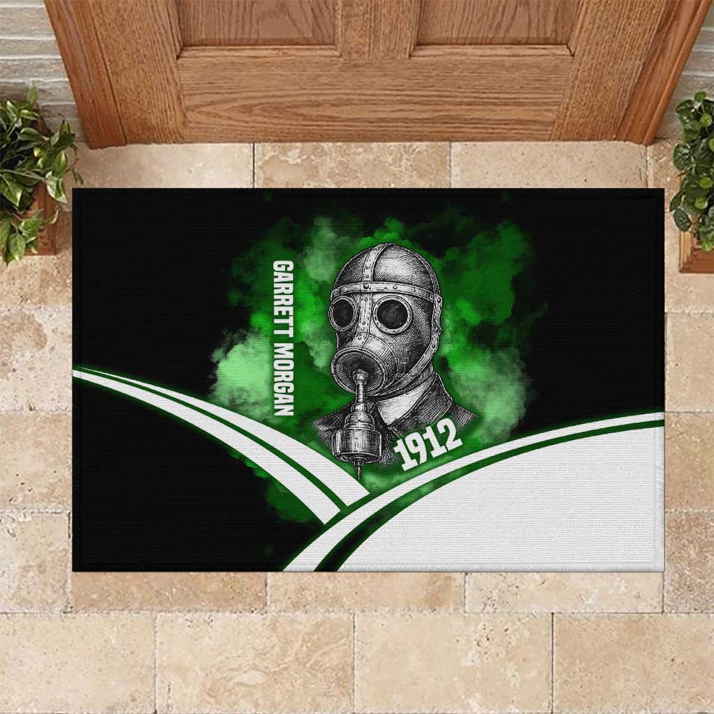 Garrett Morgan Rubber Doormat with Gas Mask Invention Illustration, Inventing to Save Lives Quote - Wonder Print Shop