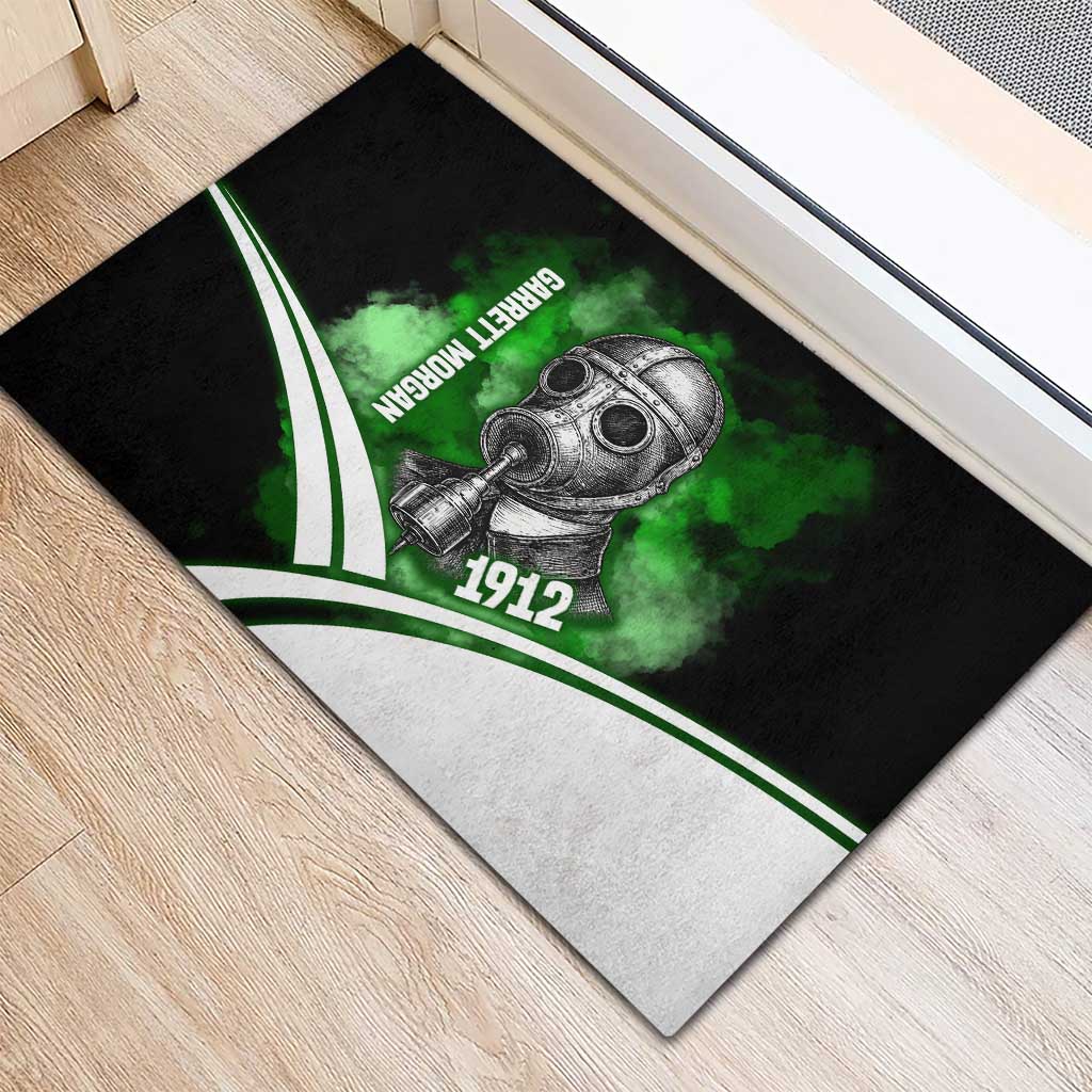 Garrett Morgan Rubber Doormat with Gas Mask Invention Illustration, Inventing to Save Lives Quote - Wonder Print Shop