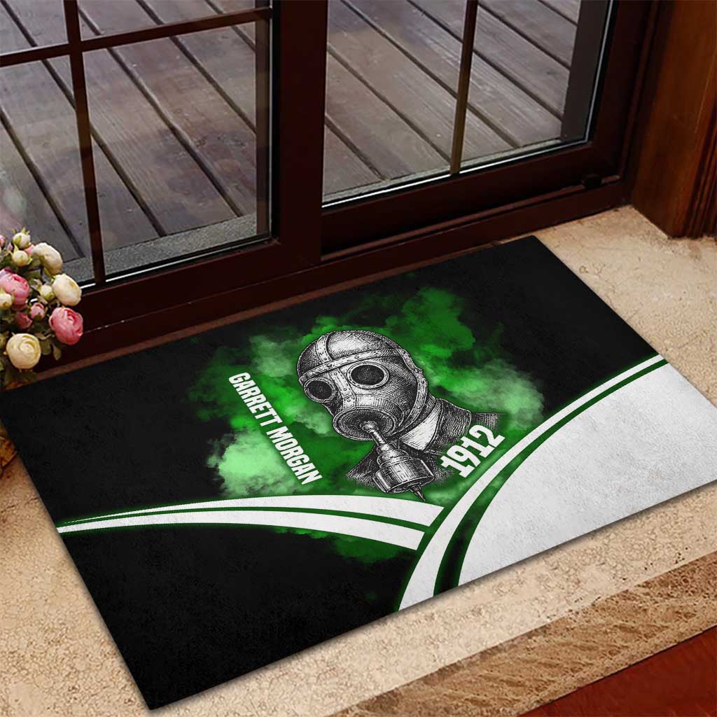 Garrett Morgan Rubber Doormat with Gas Mask Invention Illustration, Inventing to Save Lives Quote - Wonder Print Shop