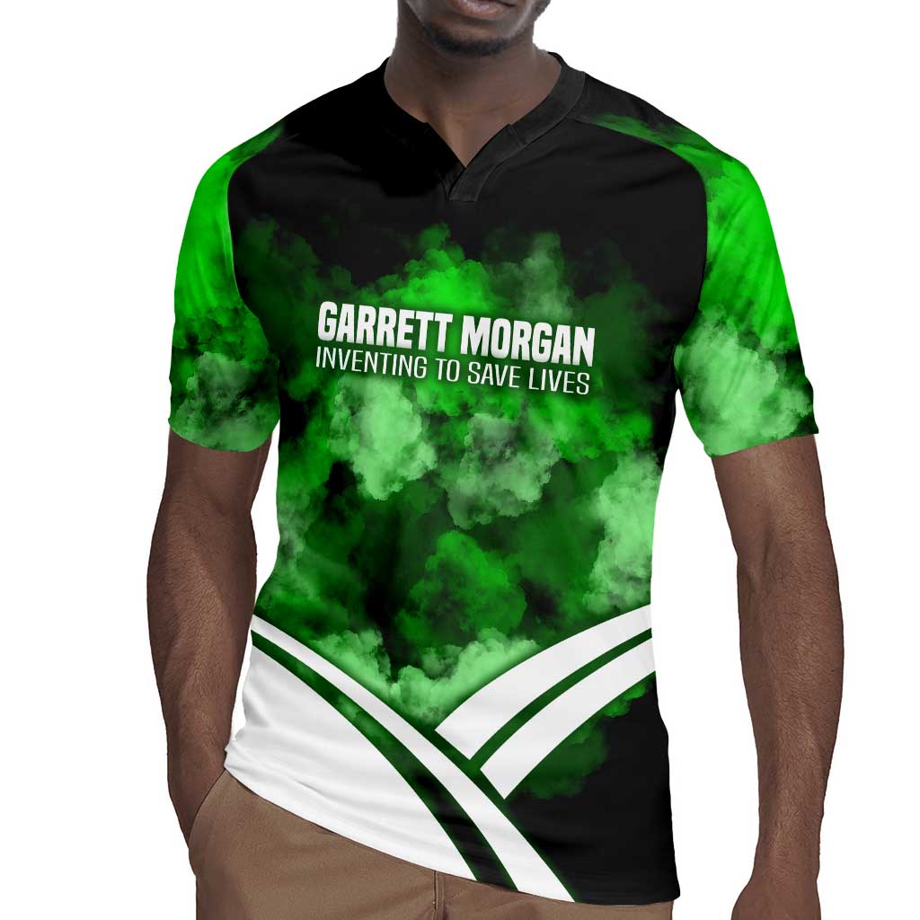 Garrett Morgan Rugby Jersey with Gas Mask Invention Illustration, Inventing to Save Lives Quote - Wonder Print Shop
