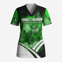 Garrett Morgan Scrub Top with Gas Mask Invention Illustration, Inventing to Save Lives Quote - Wonder Print Shop