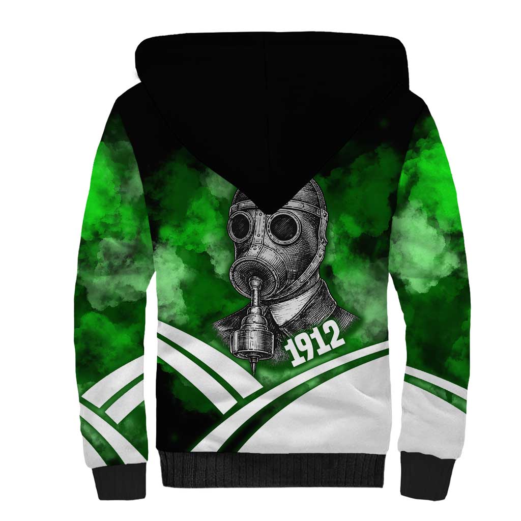 Garrett Morgan Sherpa Hoodie with Gas Mask Invention Illustration, Inventing to Save Lives Quote - Wonder Print Shop