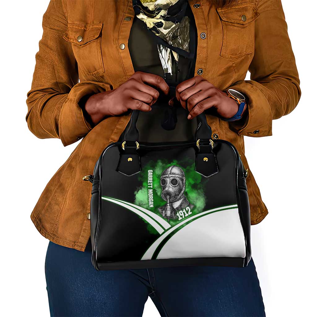Garrett Morgan Shoulder Handbag with Gas Mask Invention Illustration, Inventing to Save Lives Quote - undefined