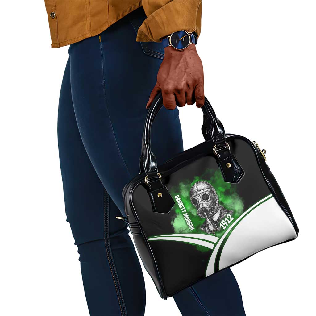 Garrett Morgan Shoulder Handbag with Gas Mask Invention Illustration, Inventing to Save Lives Quote - undefined