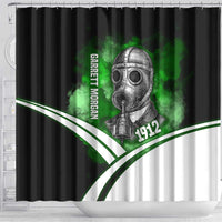 Garrett Morgan Shower Curtain with Gas Mask Invention Illustration, Inventing to Save Lives Quote - Wonder Print Shop
