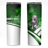 Garrett Morgan Skinny Tumbler with Gas Mask Invention Illustration, Inventing to Save Lives Quote - Wonder Print Shop