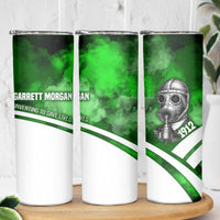 Garrett Morgan Skinny Tumbler with Gas Mask Invention Illustration, Inventing to Save Lives Quote - Wonder Print Shop