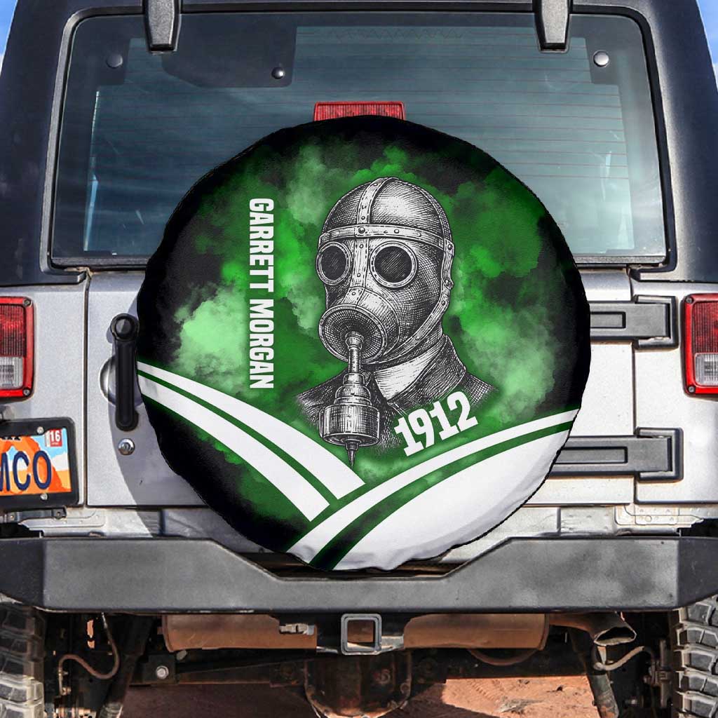 Garrett Morgan Spare Tire Cover with Gas Mask Invention Illustration, Inventing to Save Lives Quote - Wonder Print Shop