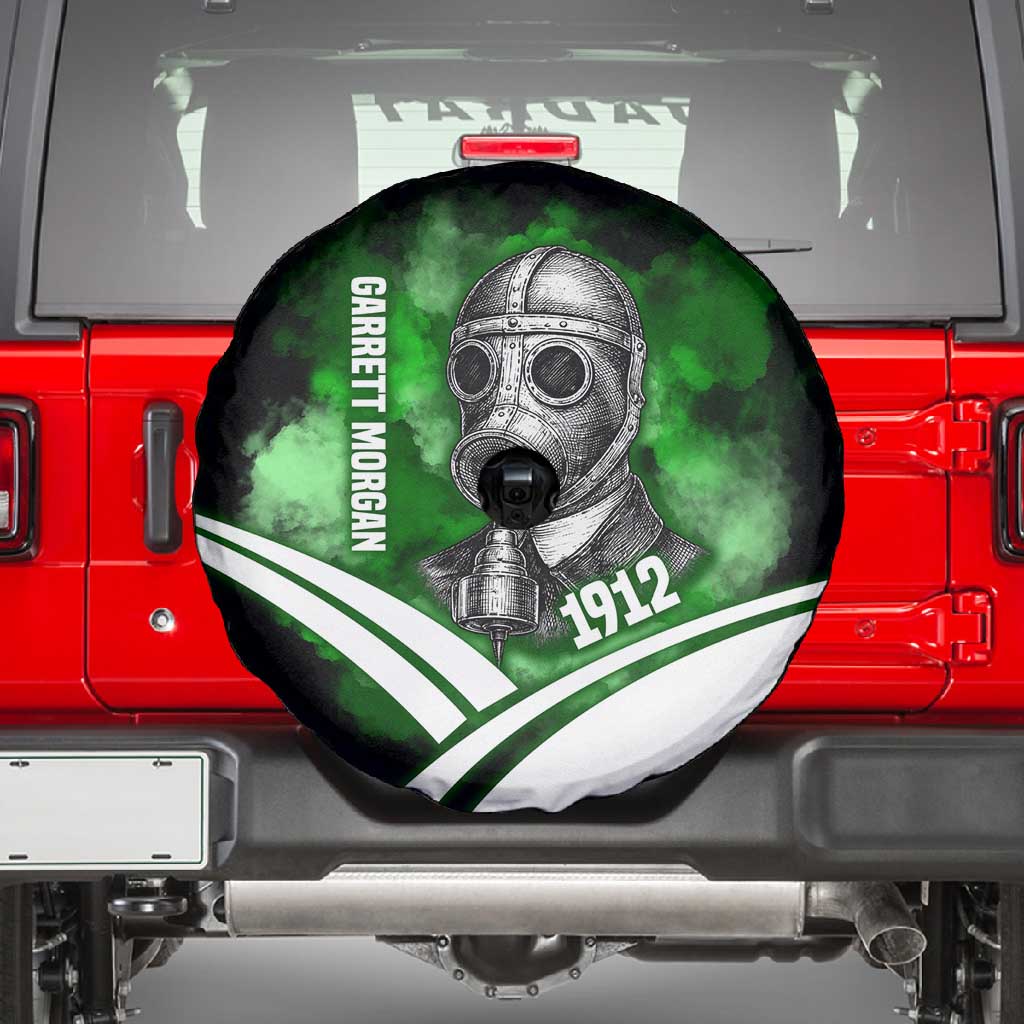 Garrett Morgan Spare Tire Cover with Gas Mask Invention Illustration, Inventing to Save Lives Quote - Wonder Print Shop