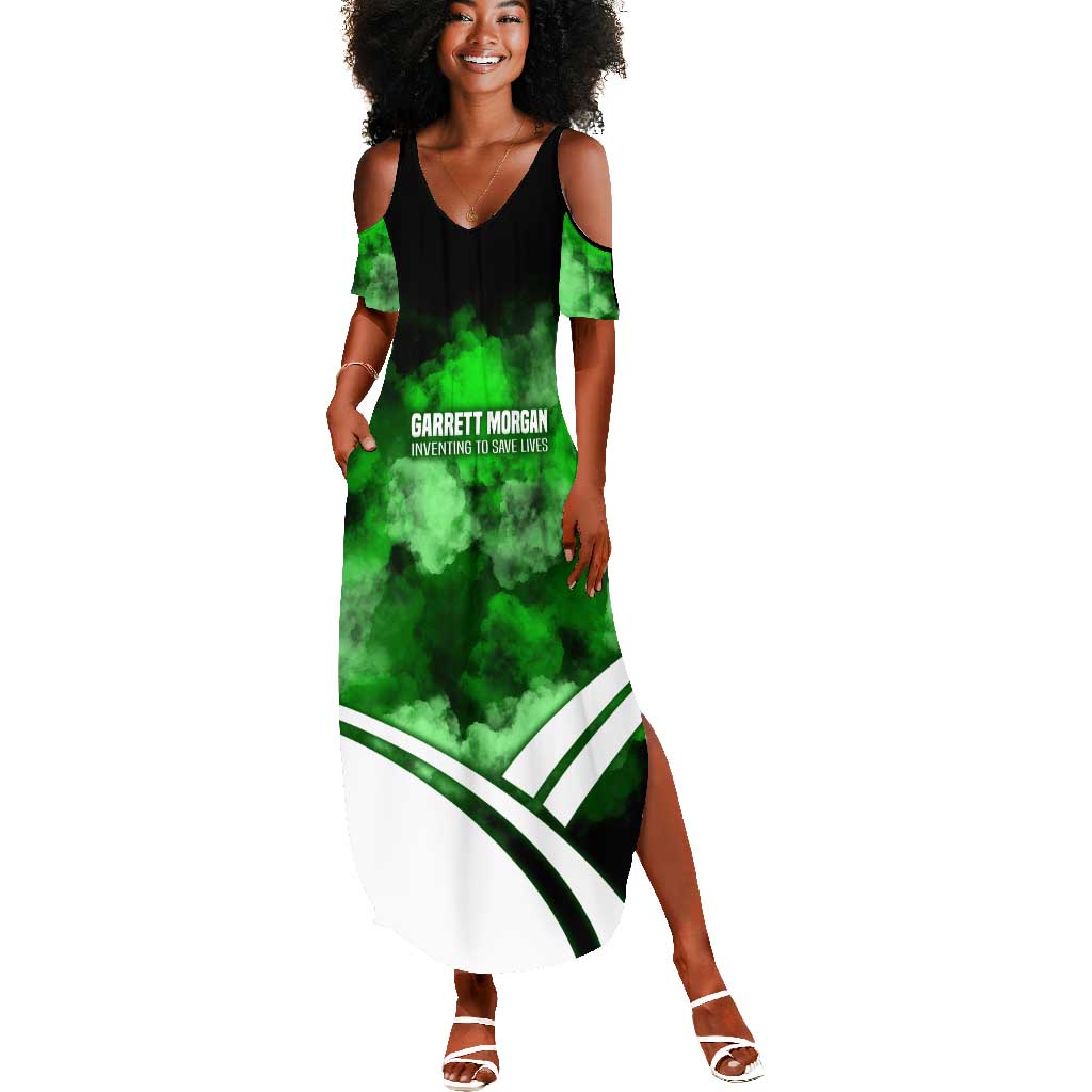 Garrett Morgan Summer Maxi Dress with Gas Mask Invention Illustration, Inventing to Save Lives Quote - Wonder Print Shop