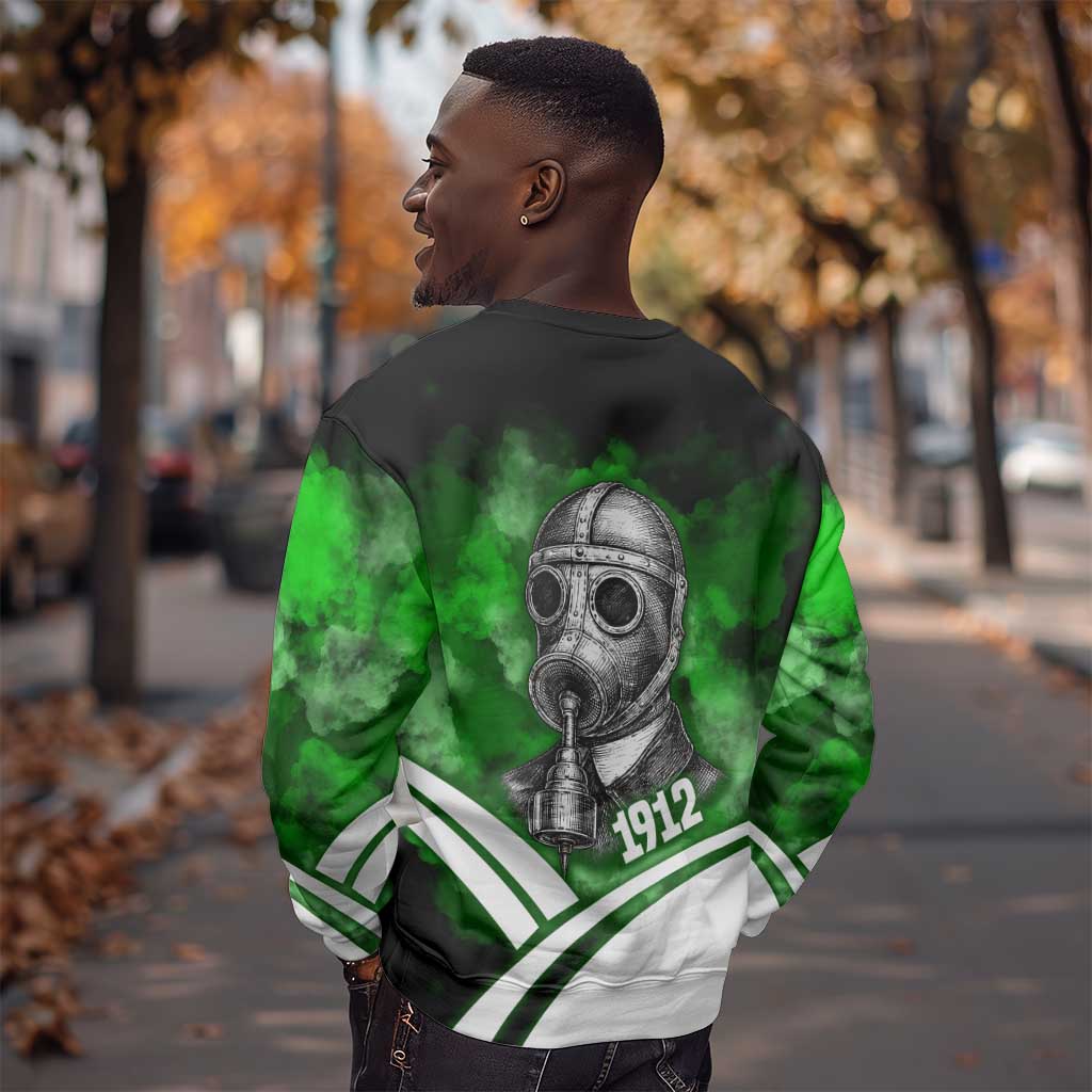 Garrett Morgan Sweatshirt with Gas Mask Invention Illustration, Inventing to Save Lives Quote - Wonder Print Shop