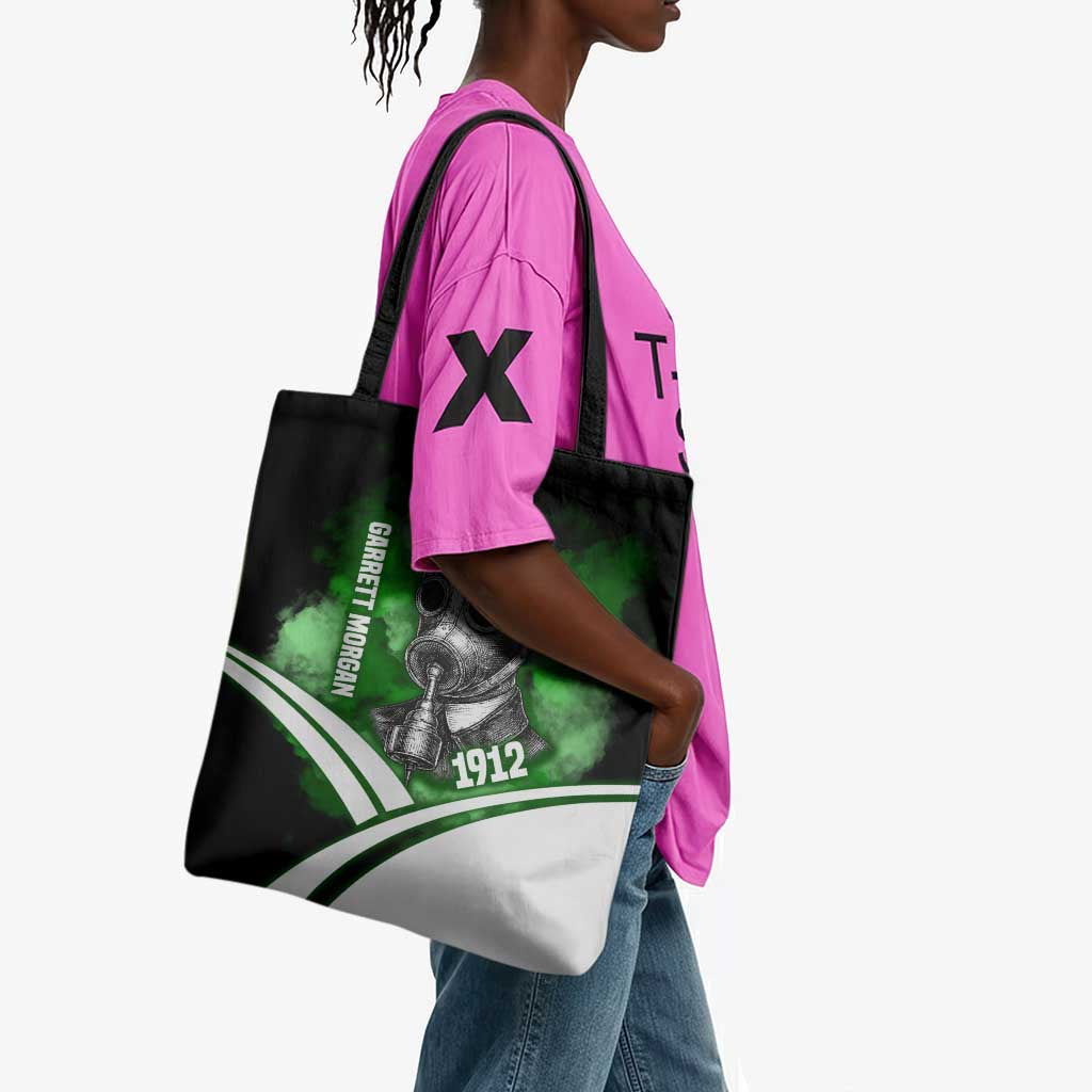 Garrett Morgan Tote Bag with Gas Mask Invention Illustration, Inventing to Save Lives Quote - Wonder Print Shop