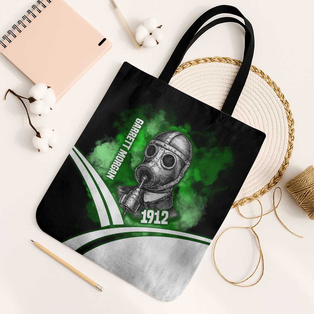 Garrett Morgan Tote Bag with Gas Mask Invention Illustration, Inventing to Save Lives Quote - Wonder Print Shop