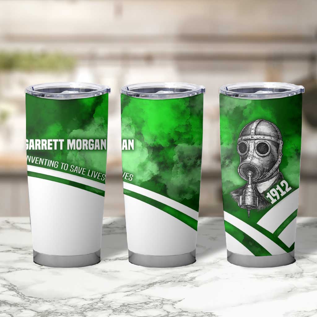Garrett Morgan Tumbler Cup with Gas Mask Invention Illustration, Inventing to Save Lives Quote - Wonder Print Shop