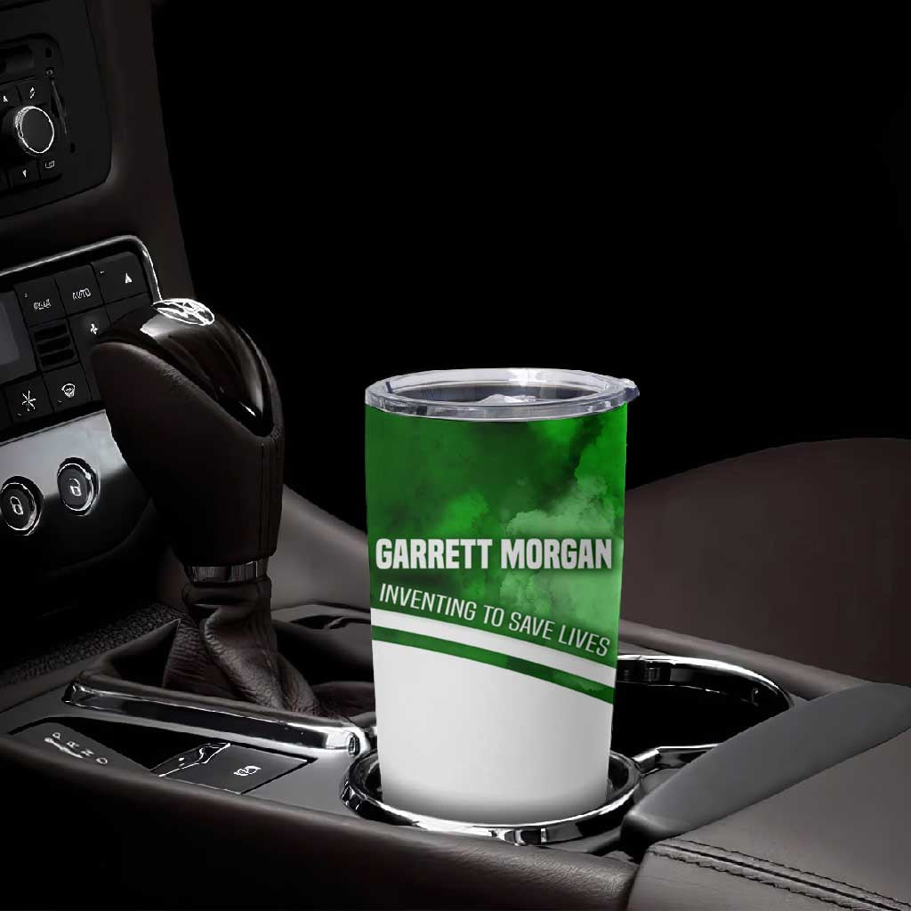 Garrett Morgan Tumbler Cup with Gas Mask Invention Illustration, Inventing to Save Lives Quote - Wonder Print Shop