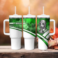Garrett Morgan Tumbler With Handle with Gas Mask Invention Illustration, Inventing to Save Lives Quote - Wonder Print Shop