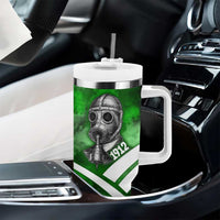 Garrett Morgan Tumbler With Handle with Gas Mask Invention Illustration, Inventing to Save Lives Quote - Wonder Print Shop
