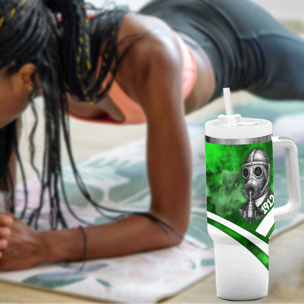 Garrett Morgan Tumbler With Handle with Gas Mask Invention Illustration, Inventing to Save Lives Quote - Wonder Print Shop