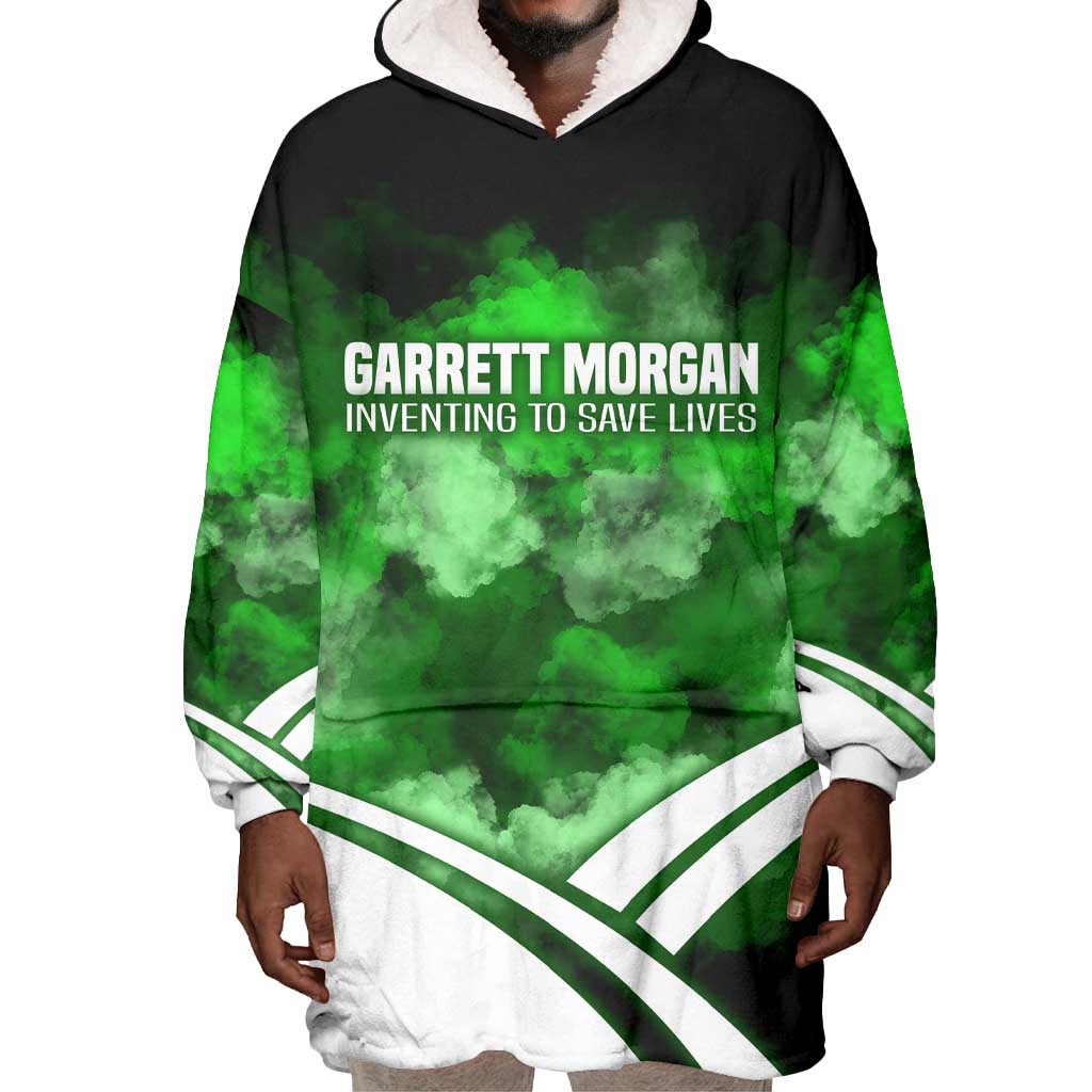 Garrett Morgan Wearable Blanket Hoodie with Gas Mask Invention Illustration, Inventing to Save Lives Quote - Wonder Print Shop