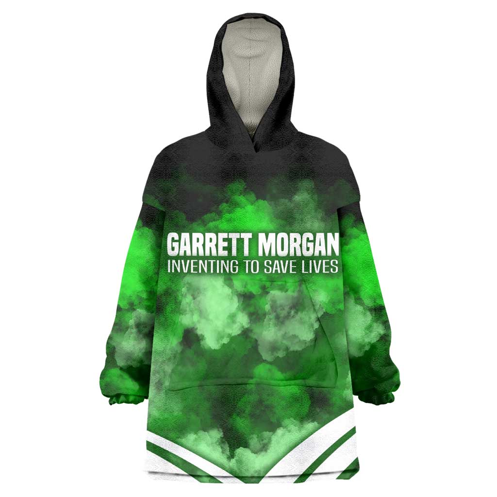 Garrett Morgan Wearable Blanket Hoodie with Gas Mask Invention Illustration, Inventing to Save Lives Quote - Wonder Print Shop