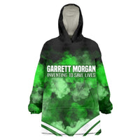 Garrett Morgan Wearable Blanket Hoodie with Gas Mask Invention Illustration, Inventing to Save Lives Quote - Wonder Print Shop