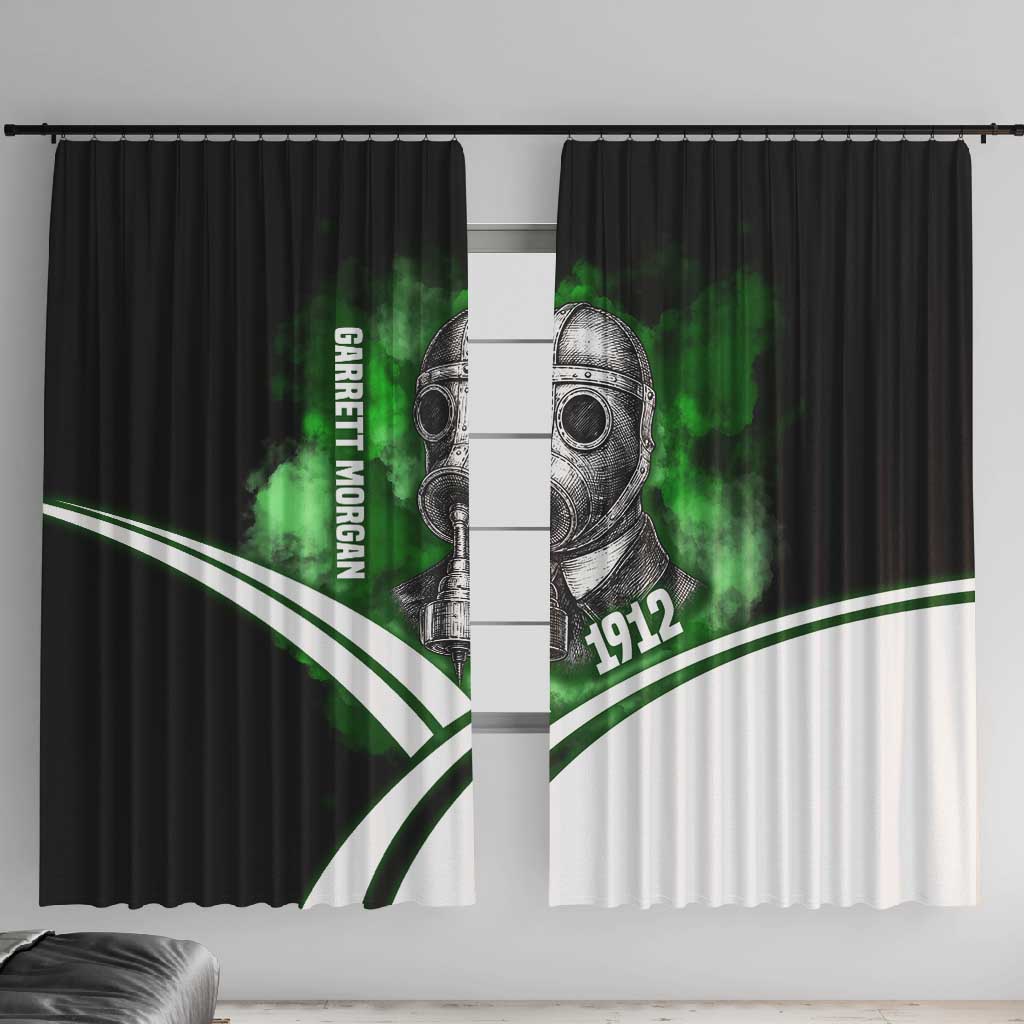 Garrett Morgan Window Curtain with Gas Mask Invention Illustration, Inventing to Save Lives Quote - Wonder Print Shop