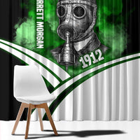 Garrett Morgan Window Curtain with Gas Mask Invention Illustration, Inventing to Save Lives Quote - Wonder Print Shop