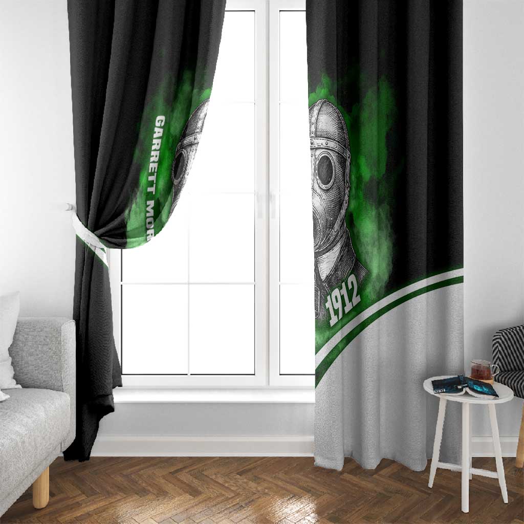 Garrett Morgan Window Curtain with Gas Mask Invention Illustration, Inventing to Save Lives Quote - Wonder Print Shop