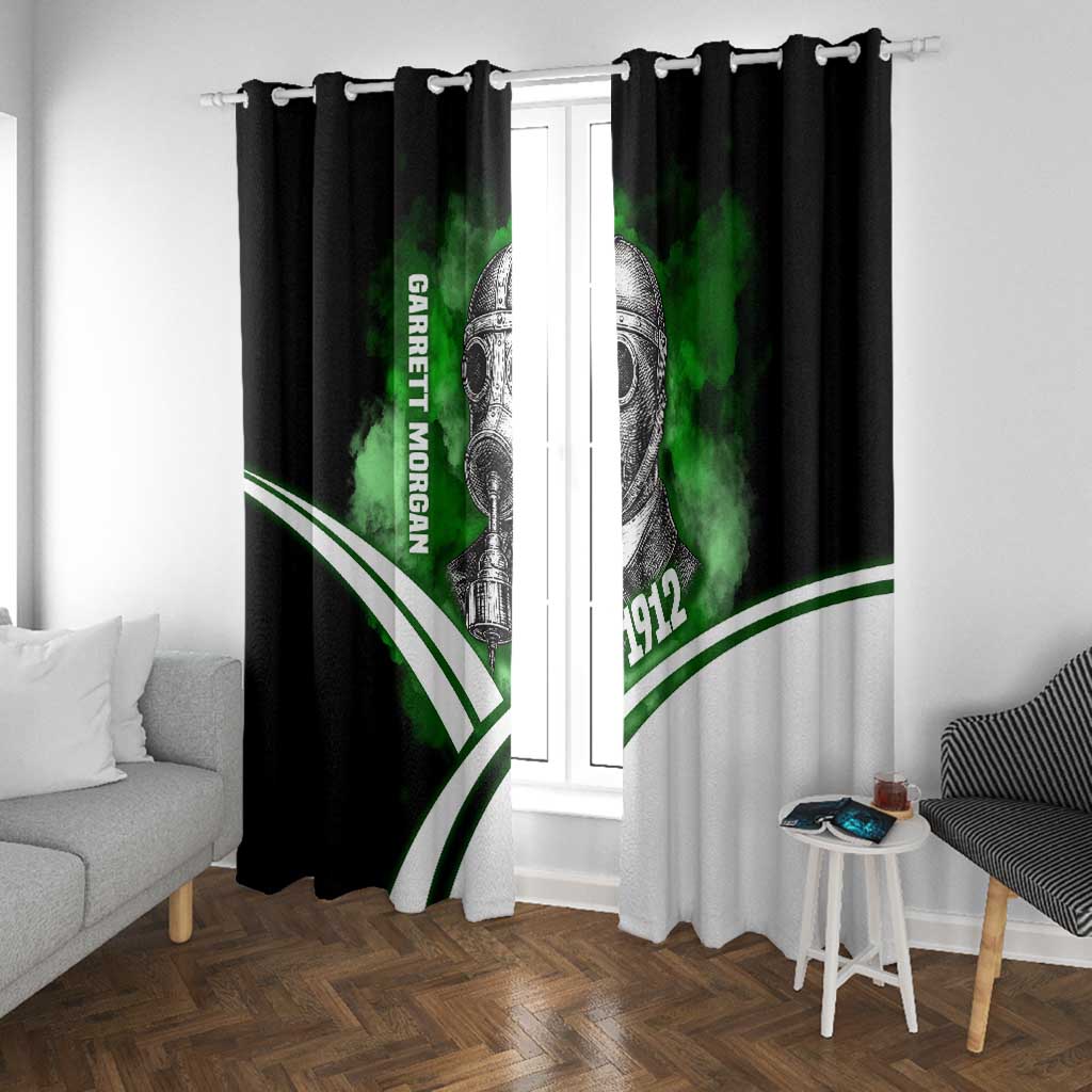 Garrett Morgan Window Curtain with Gas Mask Invention Illustration, Inventing to Save Lives Quote - Wonder Print Shop